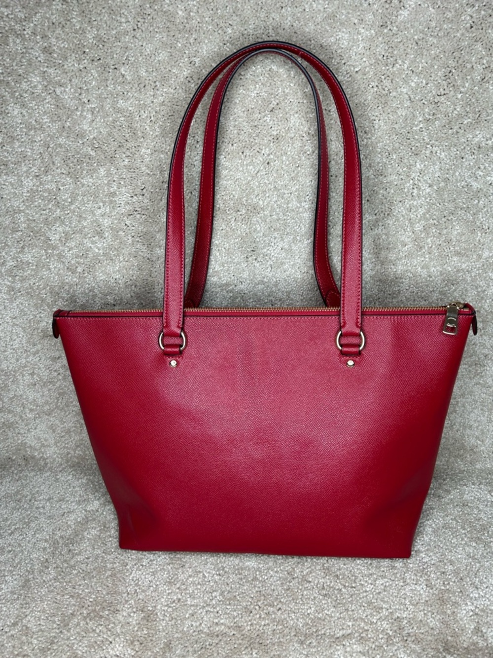 COACH 79608 Gallery Tote Crossgrain Leather Shoulder Bag Gold/Red Apple - Picture 4 of 12